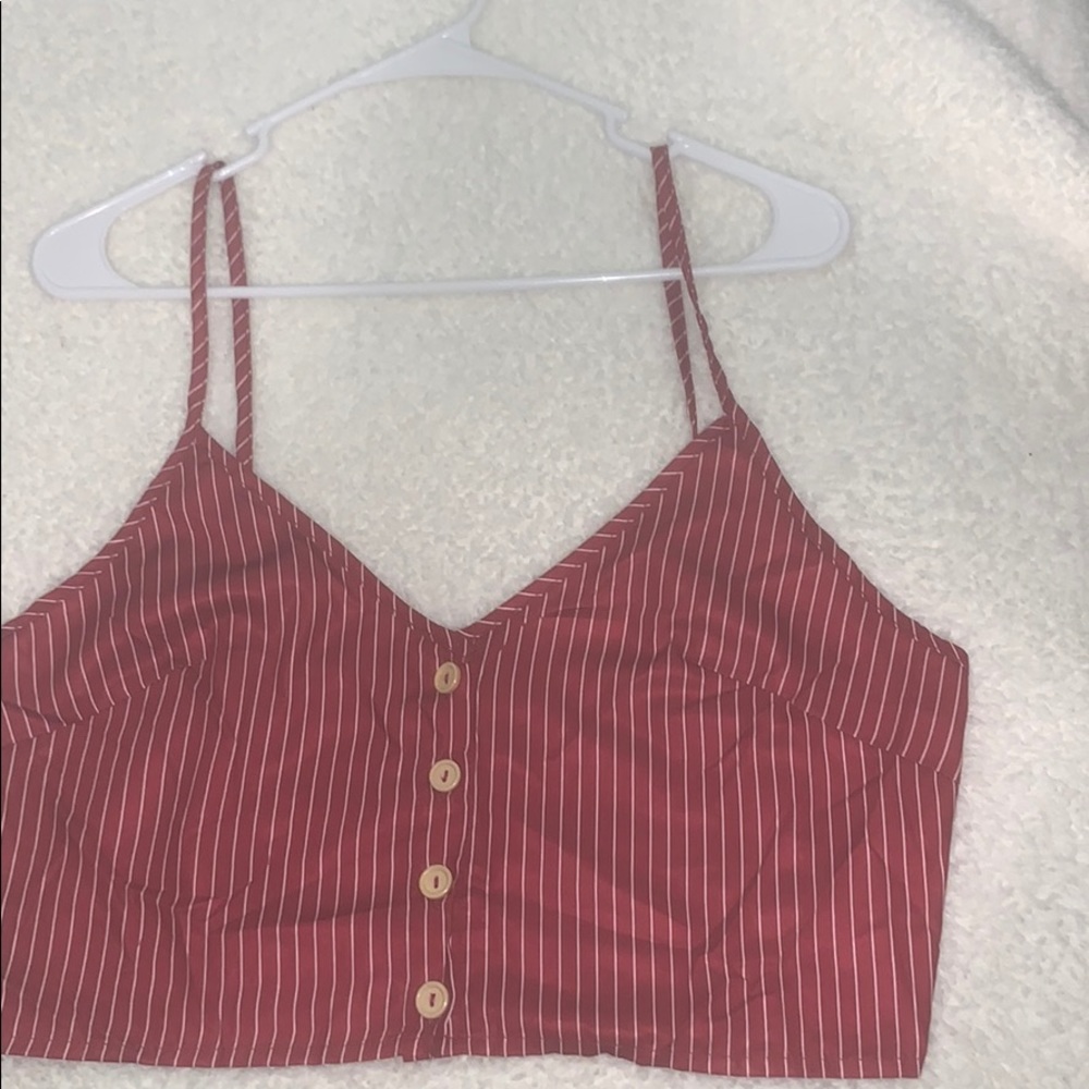 Red and White Stripped SHEIN Top